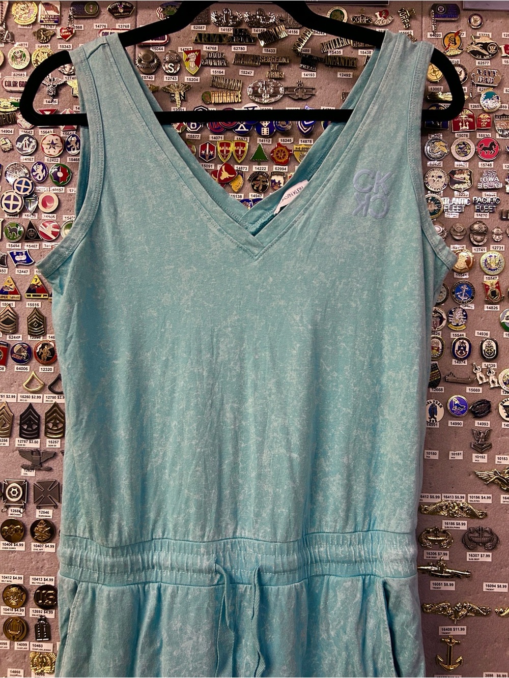 Calvin Klein Turquoise Blue V-Neck Sleeveless Romper
